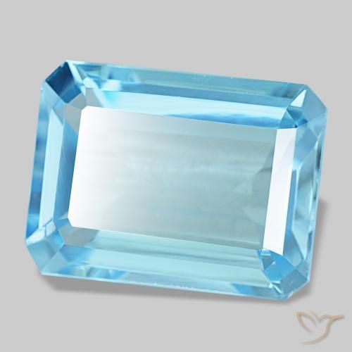 Topázio azul natural 14,71ct, corte esmeralda, VS