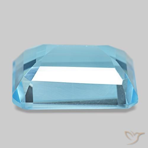 Topázio azul natural 14,71ct, corte esmeralda, VS