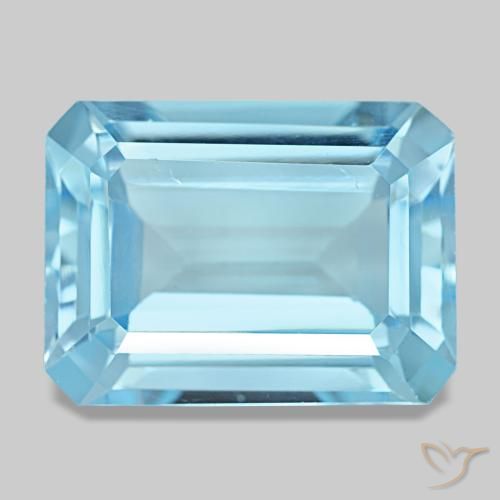Topázio azul natural 15,53ct, corte esmeralda, VS