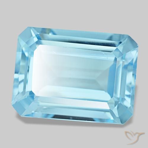 Topázio azul natural 15,53ct, corte esmeralda, VS