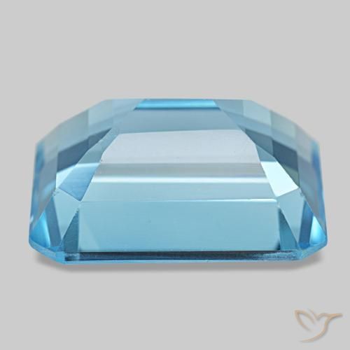Topázio azul natural 15,85ct, corte esmeralda, VS