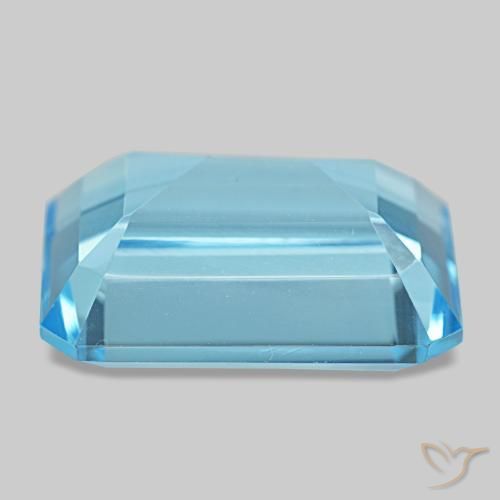 Topázio azul natural 14,58ct, corte esmeralda, VS