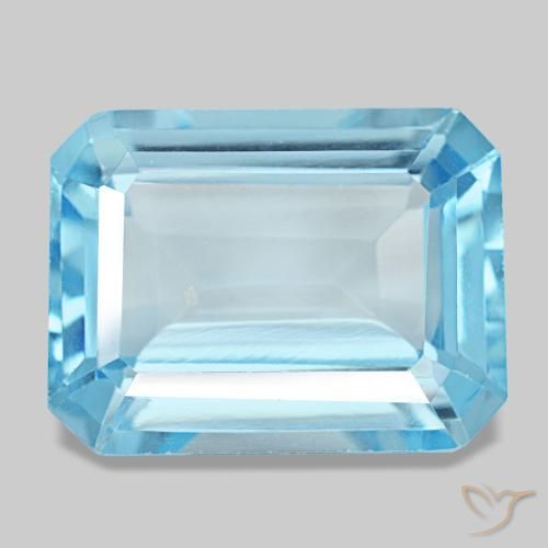 Topázio azul natural 14,56ct, corte esmeralda, VS