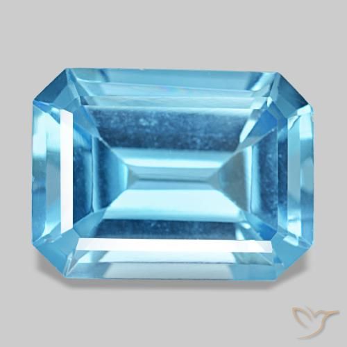 Topázio azul natural 13,28ct, corte esmeralda, VS