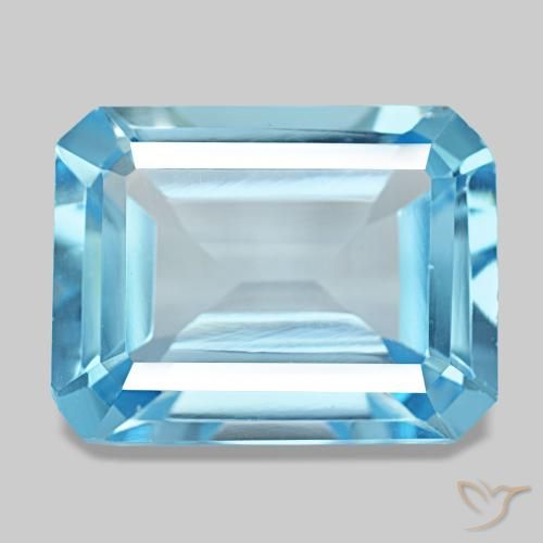 Topázio azul natural 13,53ct, corte esmeralda, VS