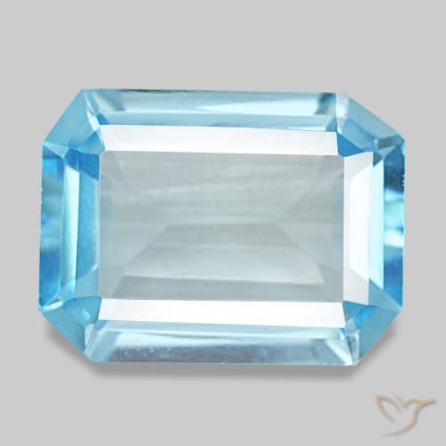 12.60ct azul topázio, corte esmeralda, VVS