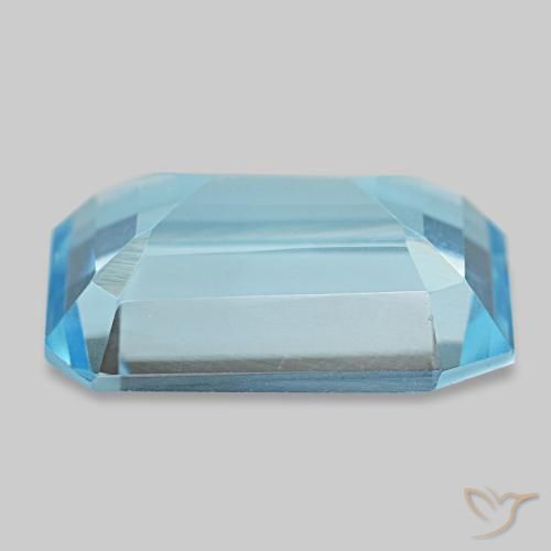 Topázio azul natural 12,60ct, corte esmeralda, VVS