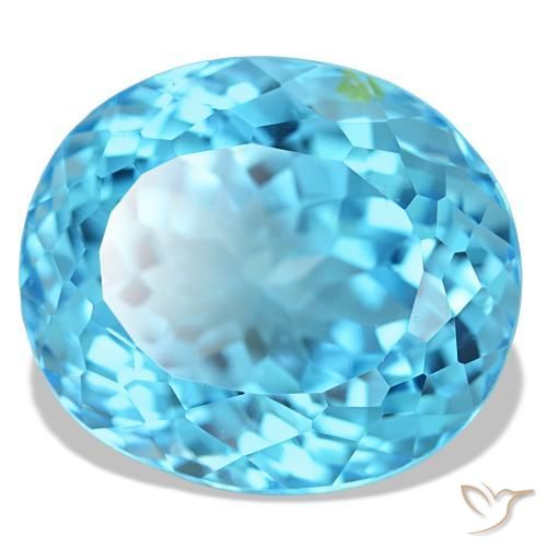 Topázio azul natural 23,74ct, corte oval, VS