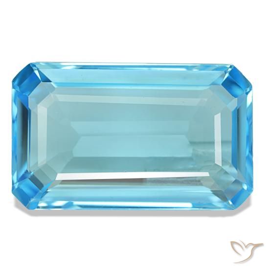 Topázio azul natural 20,50ct, corte esmeralda, VS