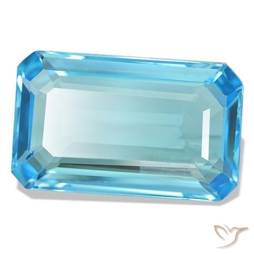 Topázio azul natural 20,50ct, corte esmeralda, VS