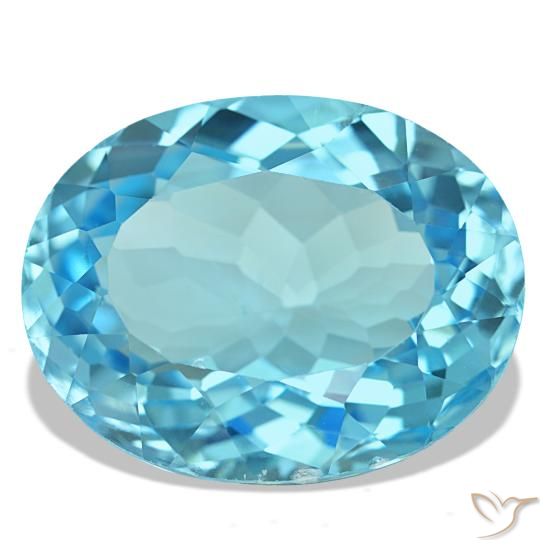 Topázio azul natural 25,75ct, corte oval, VS