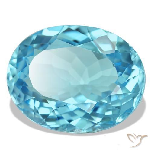 Topázio azul natural 25,75ct, corte oval, VS