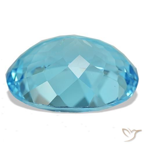 Topázio azul natural 25,75ct, corte oval, VS