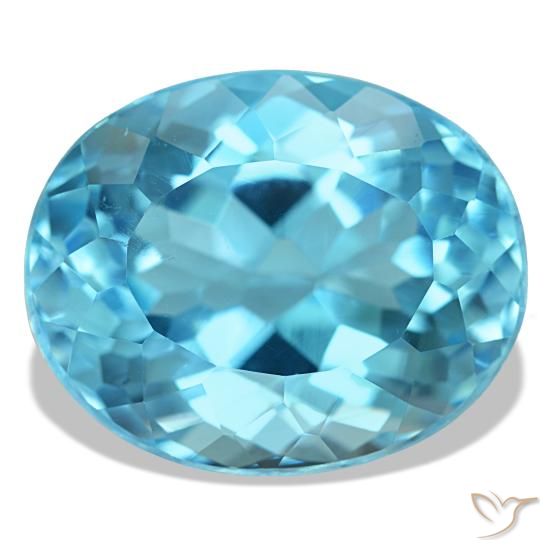 Topázio azul natural 21,16ct, corte oval, VVS-VS