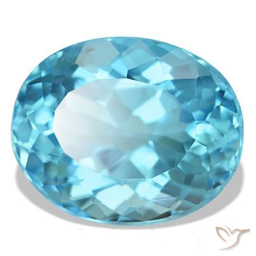 Topázio azul natural 21,16ct, corte oval, VVS-VS