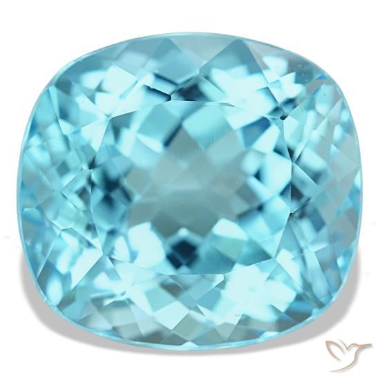 Topázio azul natural 20,90ct, almofada cortada, VS