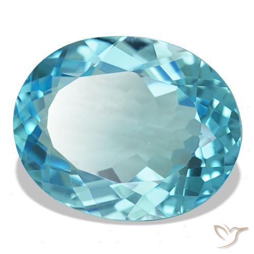 Topázio azul natural 20,49ct, corte oval, VS