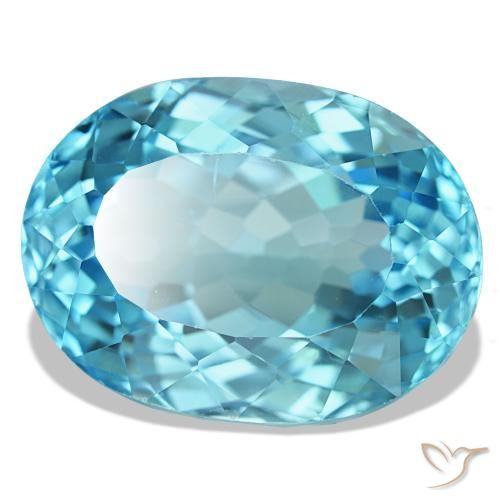 Topázio azul natural 27,22ct, corte oval, VS