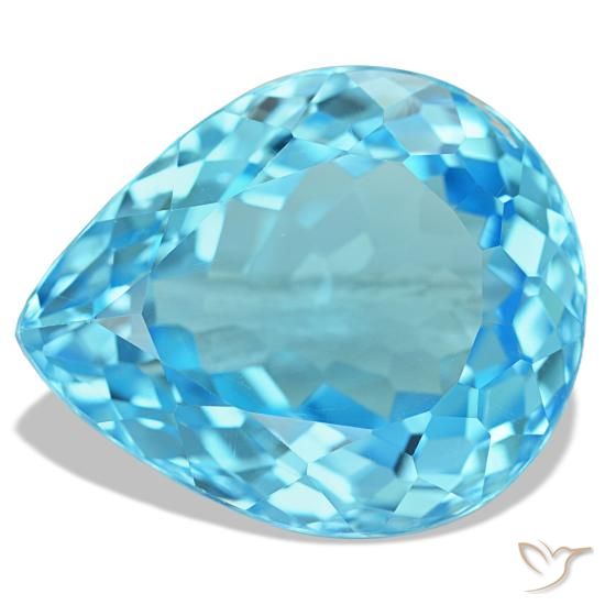 Topázio azul natural 20,42ct, formato de pêra, VS