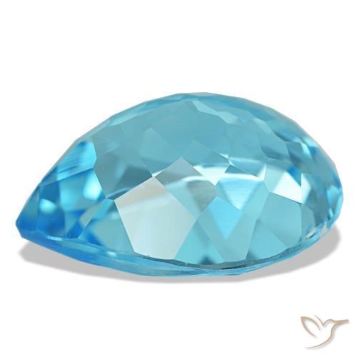 Topázio azul natural 20,42ct, formato de pêra, VS
