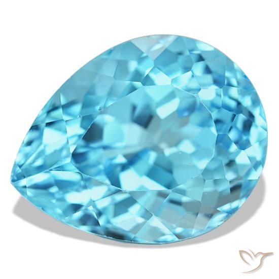 25.98ct azul topázio, formato de pêra, VS