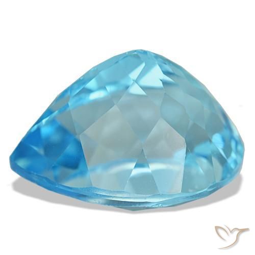 Topázio azul natural 25,98ct, formato de pêra, VS