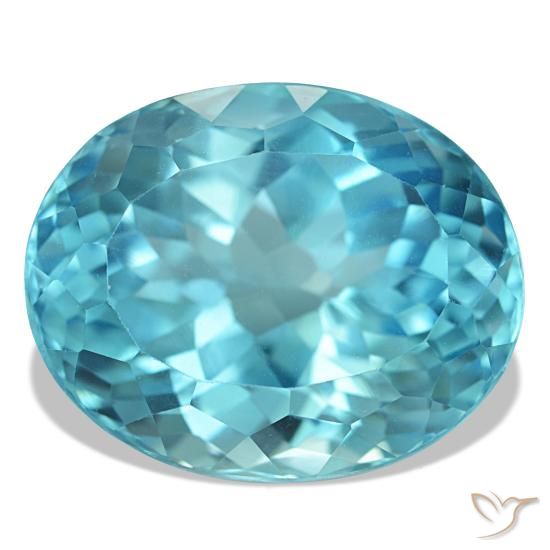 Topázio azul natural 23,82ct, corte oval, VVS-VS