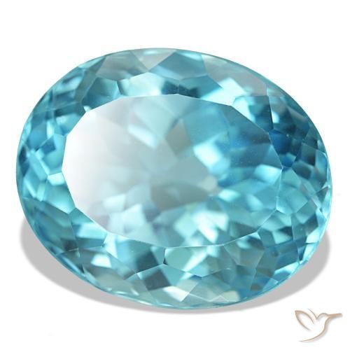 Topázio azul natural 23,82ct, corte oval, VVS-VS