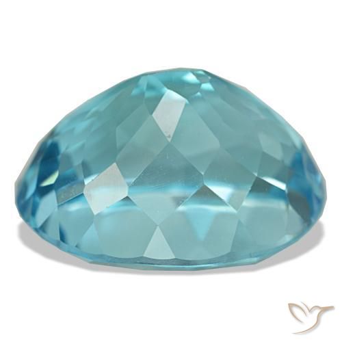 Topázio azul natural 23,82ct, corte oval, VVS-VS
