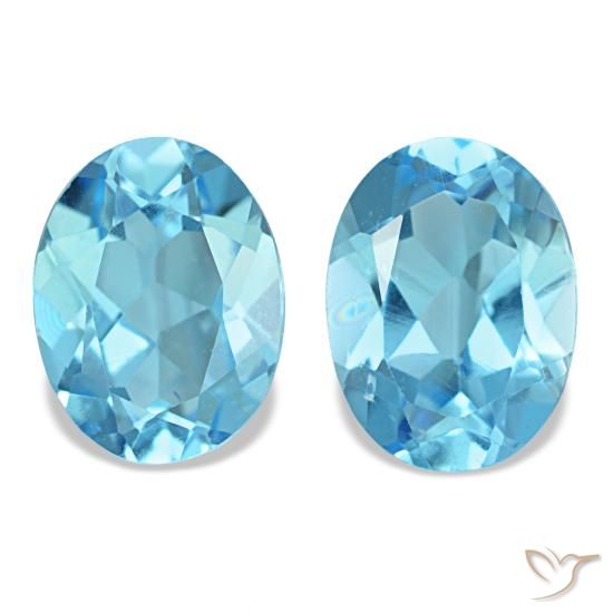 Pedras preciosas de topázio azul natural de 2,82 ct, corte oval, VS