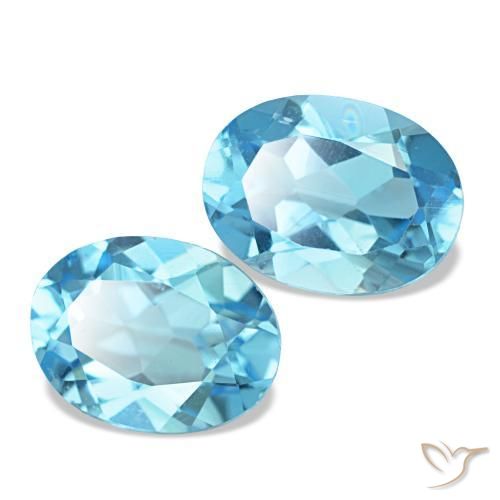 Pedras preciosas de topázio azul natural de 2,82 ct, corte oval, VS