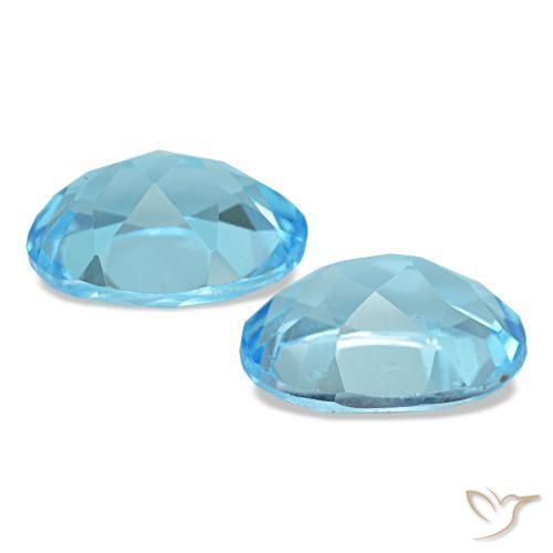 Pedras preciosas de topázio azul natural de 2,82 ct, corte oval, VS