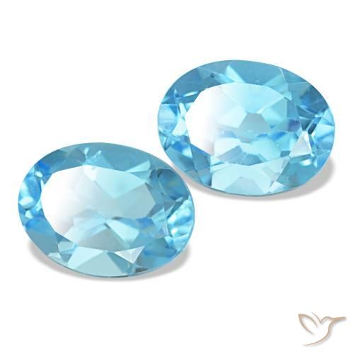 Pedras preciosas de topázio azul natural de 3,04 ct, corte oval, VS