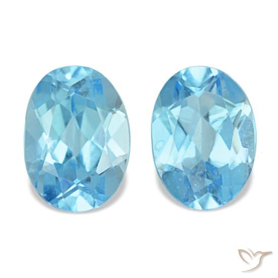 Pedras preciosas de topázio azul natural de 2,29 ct, corte oval, VS