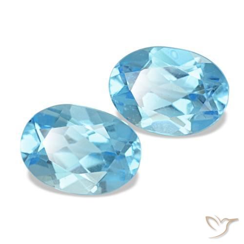 Pedras preciosas de topázio azul natural de 2,29 ct, corte oval, VS