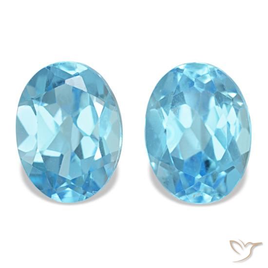 Pedras preciosas de topázio azul natural de 3,36 ct, corte oval, VVS-VS