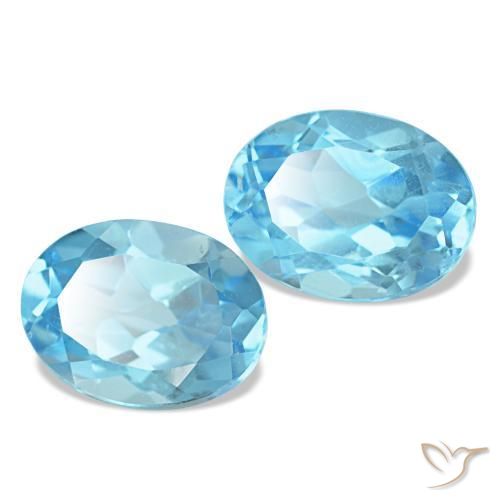 Pedras preciosas de topázio azul natural de 3,36 ct, corte oval, VVS-VS