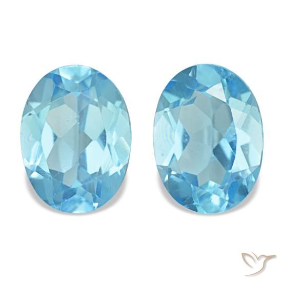 Pedras preciosas de topázio azul natural de 2,95 ct, corte oval, VS