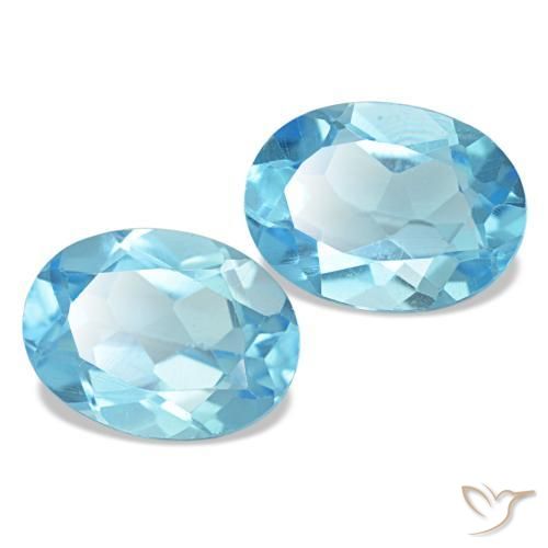 Pedras preciosas de topázio azul natural de 2,95 ct, corte oval, VS