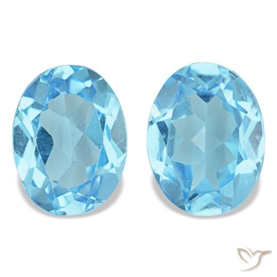 Pedras preciosas de topázio azul natural de 2,96 ct, corte oval, VS