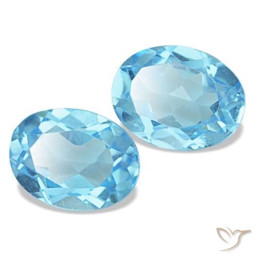 Pedras preciosas de topázio azul natural de 2,96 ct, corte oval, VS