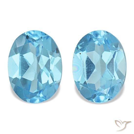 Pedras preciosas de topázio azul natural de 3,25 ct, corte oval, VS