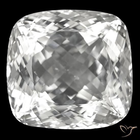 Topázio branco natural 326,82ct, almofada cortada, VVS-VS
