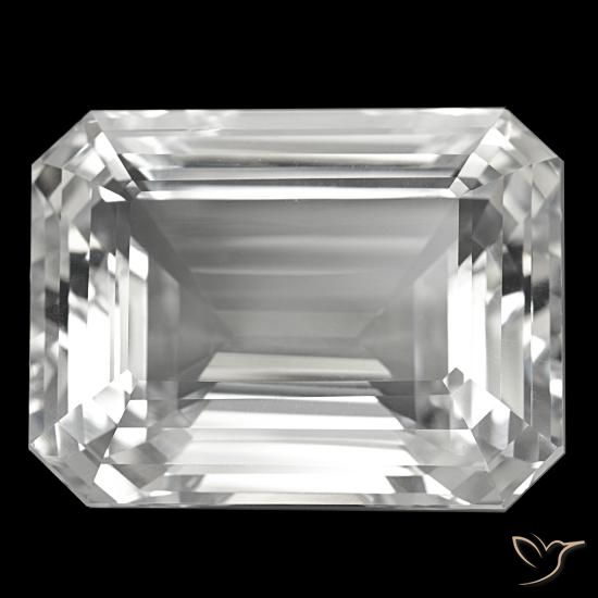 Topázio branco natural 167,02ct, corte esmeralda, VVS
