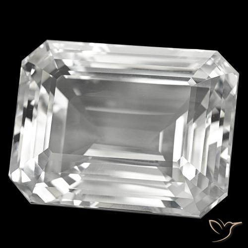 Topázio branco natural 167,02ct, corte esmeralda, VVS
