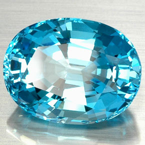 Topázio azul natural 22,73ct, corte oval, VVS