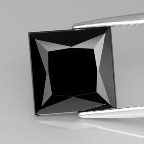 Turmalina preto natural 3,06ct, quadrado, opaco