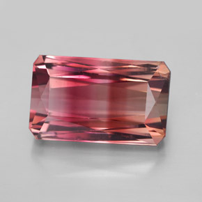 Turmalina bicolor natural 9,52ct, corte esmeralda, VVS-VS