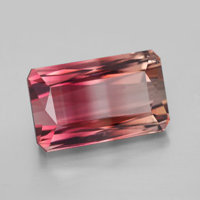 Turmalina bicolor natural 9,52ct, corte esmeralda, VVS-VS