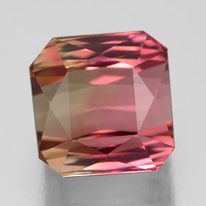 Turmalina bicolor natural 5,26ct, corte esmeralda, VVS-VS